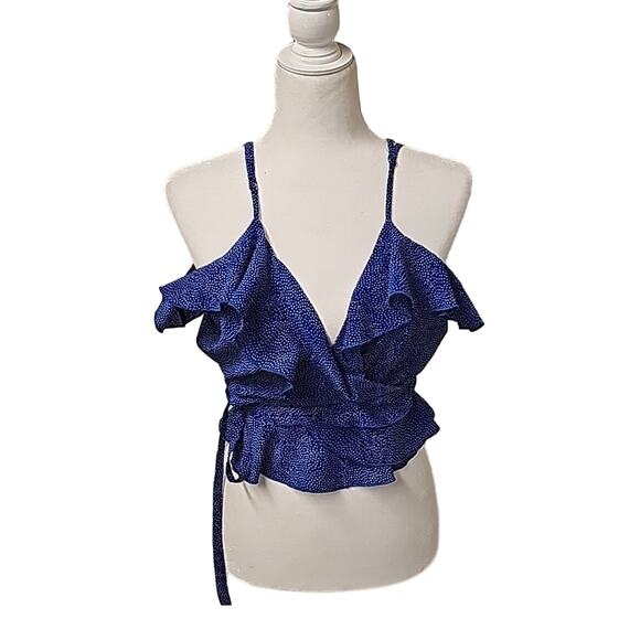Boohoo Tops - Boohoo Woven Floral Wrap Cami Top Blue Womens Size 12 NWT